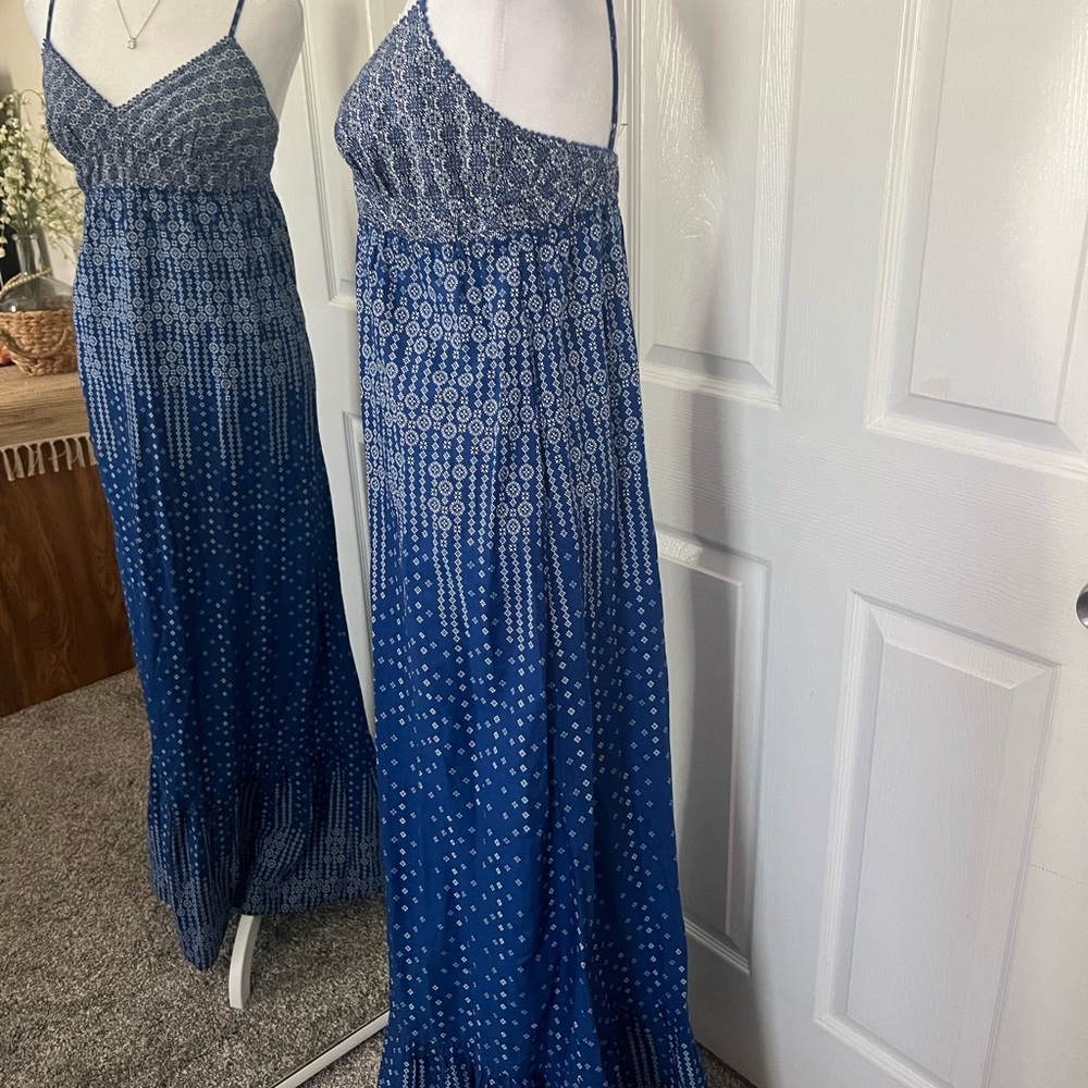 NWOT American Eagle Royal Blue Printed Maxi Dress Size 6 - Picture 4 of 8